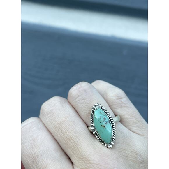 Sterling Silver Turquoise Ring Southwest Navajo Style Adjustable Stamped .925 - Picture 3 of 8